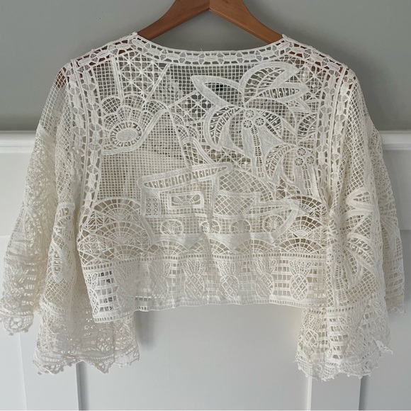 Farm Rio Guipure Lace Blouse XS - Picture 4 of 10